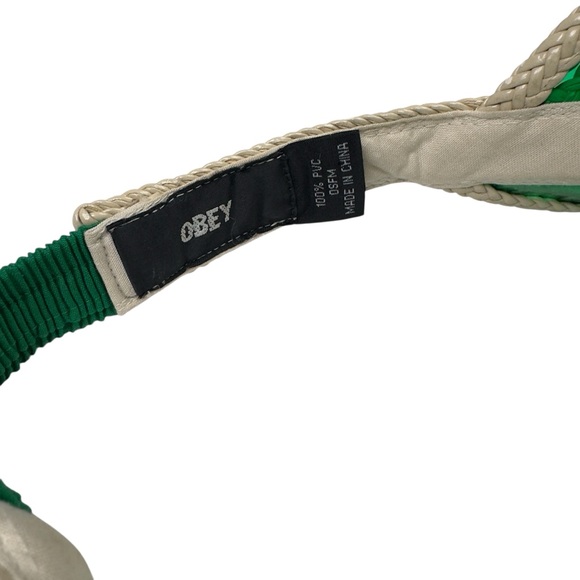 OBEY Green Woven Straw Visor Hat Streetwear Stretch One Size Unisex - Picture 6 of 7